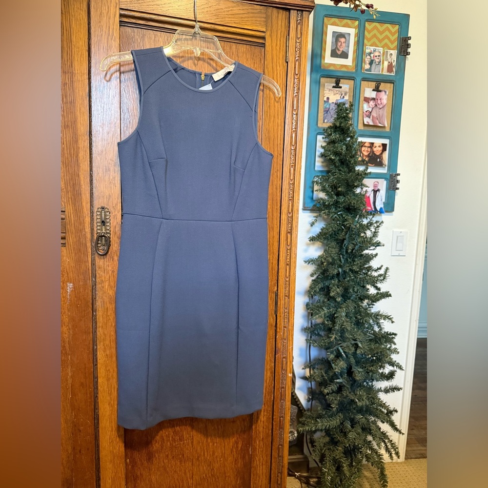 LOFT Sleeveless Gray Blue Midi Dress